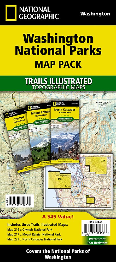 National Geographic WA Natl Parks Map Pack Bundle TI01021130B