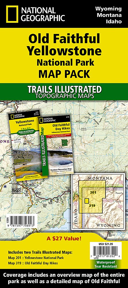 National Geographic WY Old Faithful Yellowstone Map Pack Bundle TI1021129B