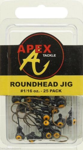 Apex Roundhead Jig 1/16 oz Black 25-Pack Fishing Lure AP116-25-7