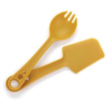 Load image into Gallery viewer, Guyot Designs Microbites Utensil 5-In-1 Spoon-Fork-Knife-Spatula-Spreader Orange
