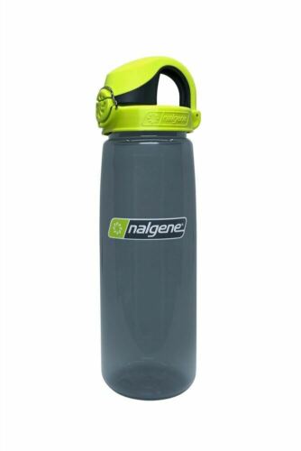 Nalgene On The Fly 24oz Water Bottle Clear Charcoal w/Lime OTF Cap - BPA Free