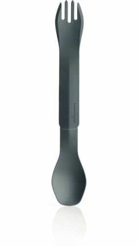Humangear GoBites Duo Spoon/Fork Combo Utensil Gray - Sturdy BPA-Free Nylon