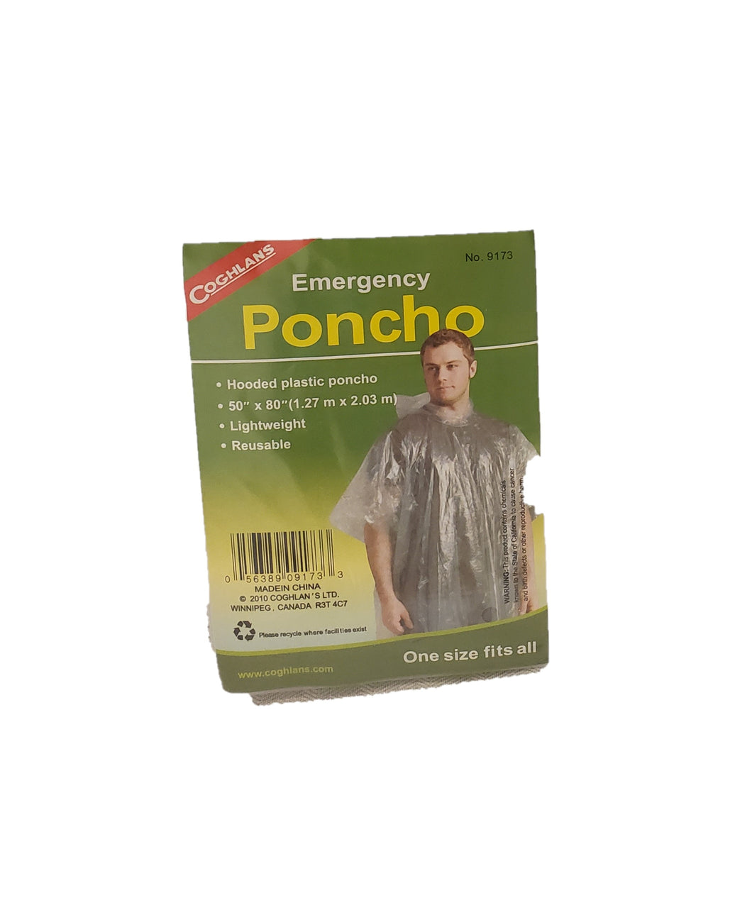 Coghlan's Emergency Rain Poncho Ultralight Plastic w/Hood Coghlans 9173