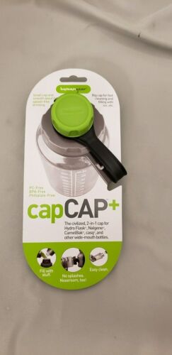 Human Gear CapCAP+ Narrow AND Wide Mouth Bottle Cap Nalgene CamelBak Green/Gray