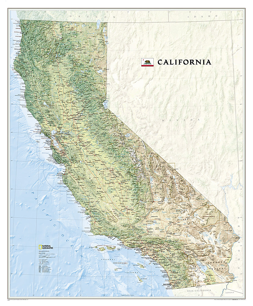 National Geographic California CA State Wall Map Plastic Tubed RE01020372