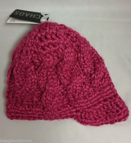 Chaos Missy Visor Beanie 100% Acrylic Knit Winter / Cold Weather Hat Fuchsia