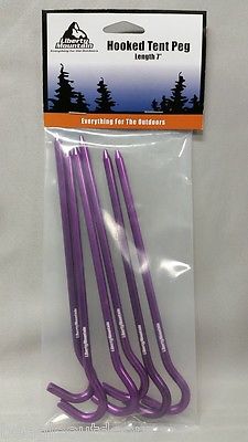 Liberty Mountain Ultralight Hard Anodized Aluminum Hook Stakes Purple 6-Pack
