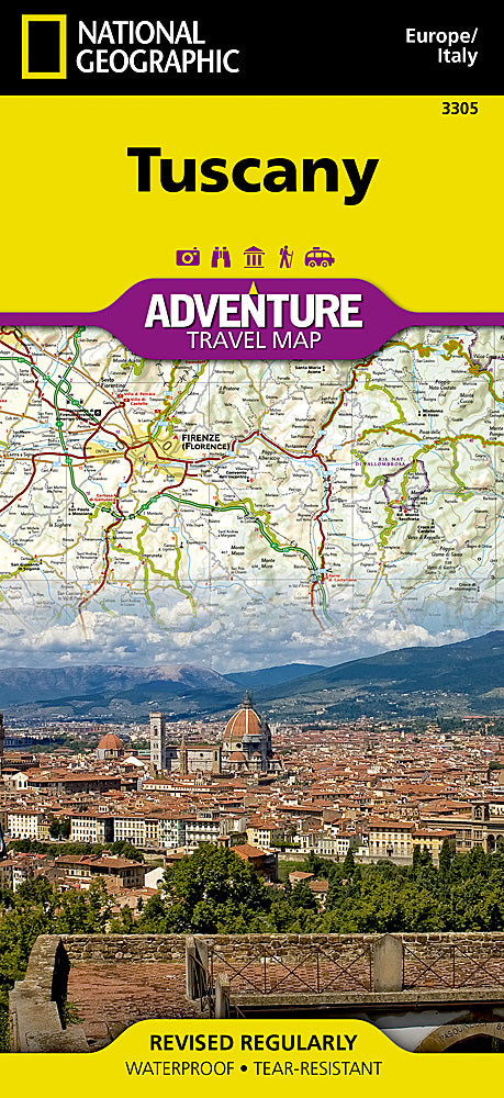 National Geographic Adventure Map Tuscany Region of Italy Europe AD00003305