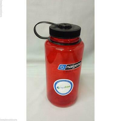 Nalgene Wide Mouth 32oz BPA Free Tritan Water Bottle Lollipop Red w/Black Lid