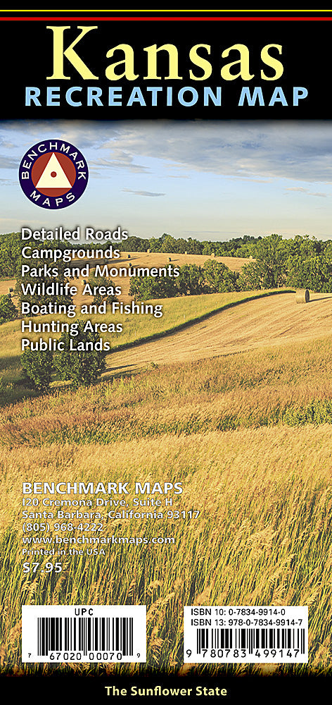 National Geographic Benchmark Kansas KS Recreation Map BE0BENKSRM
