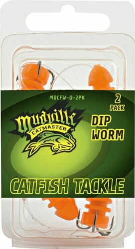 Mudville Catmaster Orange Dip Worm/Bait Catfish Lure w/Treble Hook/Leader 2-Pack